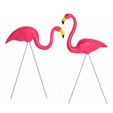 Garden Flamingo Pair Ornaments with Ground Spikes Decor Durable PE Weatherproof
