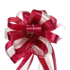 10pcs 7" Large Big Pull Bow Car Gift Wrapping Bows Ribbon, Red/White