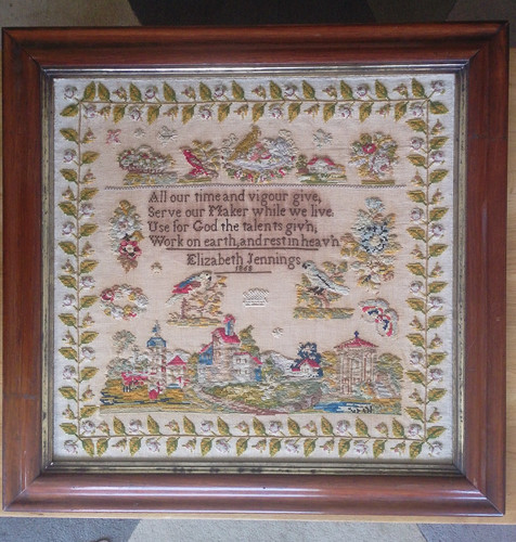 Antique sampler with - , verse