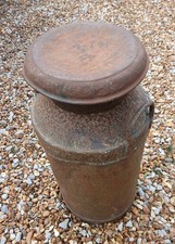 Antique Lge United Dairies Galvanised Steel English Milk Churn + Lid Watertight 