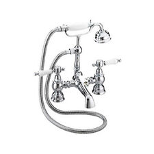 Heritage Glastonbury B/S Mixer, White Handles, Chrome