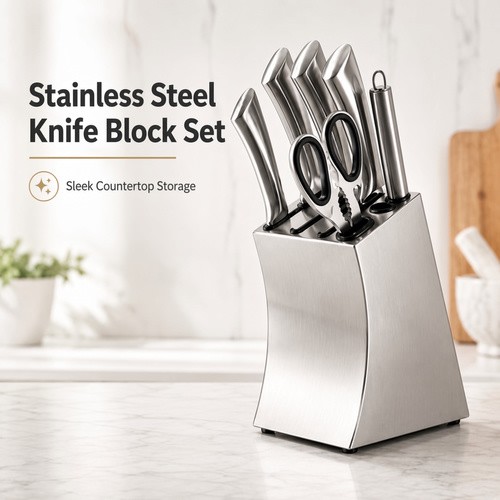 Stainless steel knife block - stainless,