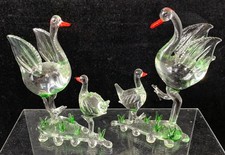 Handcrafted Glass Swan Family