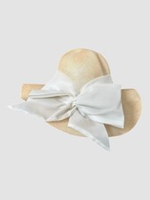 Sunhat Sun Hat, Natural Wide Brim In Ivory With Cream Bow By Bermona Trend 54cm
