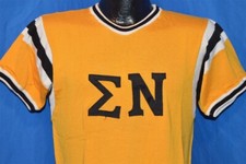 vintage 50s SIGMA NU COTTON NYLON JERSEY COLLEGE FRATERNITY t-shirt SMALL S