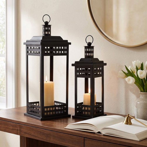 Set metal glass lantern - set, 2