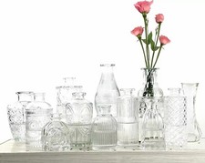 Glass Bud Vase Set of 12 Small Flower Vases for Wedding Centerpiece Table Clear+