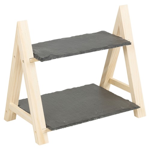 Tier slate wood snack - &,