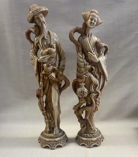Pair vintage faux ivory resin - pair,