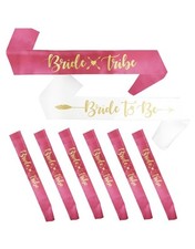 16Pcs Hen Party Accessories Sashes,7 Pink Team Bride Sashes, 1 White Bride