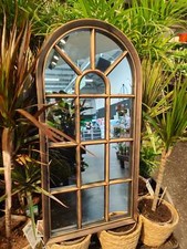 Vintage Shabby Chic Window Style Arched Mirror White or Black Frame Wall Hanging