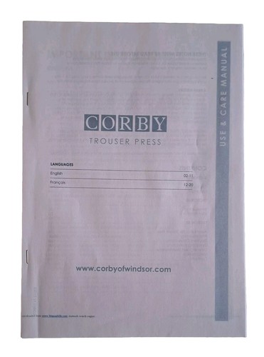 Corby trouser press models - corby, (models
