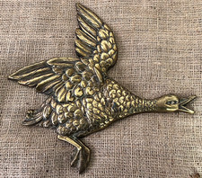 vintage extra large brass flying duck wall mounted plaque 30 cm