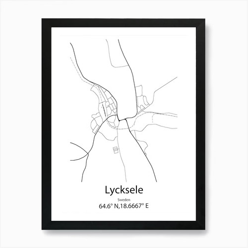 Lycksele sweden minimalist - lycksele,sweden, map