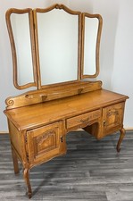Vintage Dressing Table with Mirror French Oak Louis Vanity Table Makeup LOT 4522