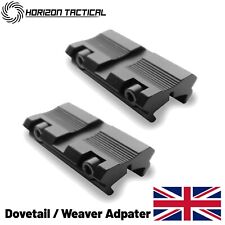 2x 11mm Dovetail To 20mm Weaver Picatinny Snap In Rail Adaptors Mount Converter 