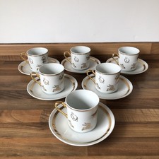 Warner Bros Espresso Cup Saucer Set Looney Tunes White Gold Vintage Taz Bugs