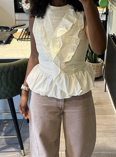 Zara cream sleeveless peplum - zara,