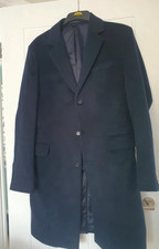M&S - Crombie style PURE WOOL NAVY COAT Size large Reg