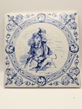 Blue White Ceramic Tile Horse