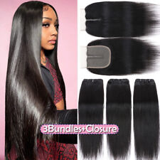 9A Human Hair Bundles Weft with Frontal Lace Closure Virgin Hair Extension THICK