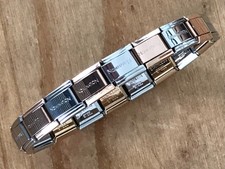 NEW ROSE GOLD & SILVER Italian Classic Charm Bracelet 18 Link Fits 9mm Charms UK