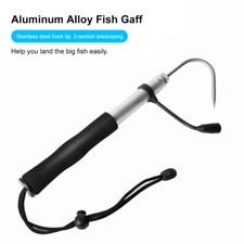 23.6" Telescopic Fish Gaff Stainless Steel Hook Fishing Spear Aluminum Alloy Rod