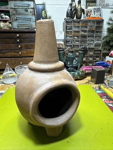 Vintage mini clay chiminea - vintage,