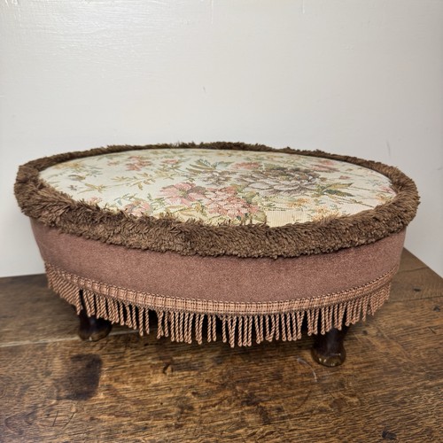 Vintage oval footstool floral - vintage,