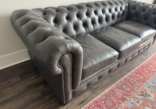 Chesterfield leather sofa - leather,