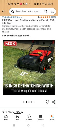 Mzk 33cm lawn scarifier - 33cm, and