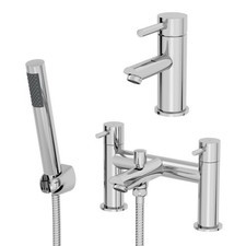 Modern Chrome Bathroom Sink Twin Taps Bath Filler Shower Mixer Basin Mini Mixer