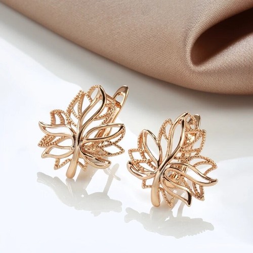 Rose gold 585 earrings - gold,