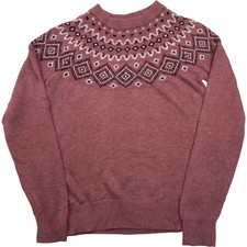 Sunice Fair Isle Knit Jumper Geometric Pattern Pink Womens M