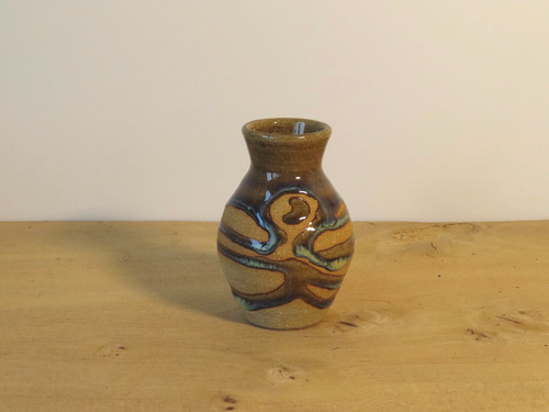 Small studio pottery vase - pottery,