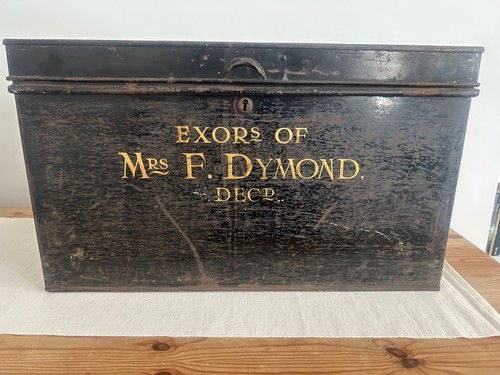 Metal antique deed box - metal,
