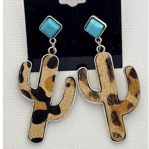 Earrings faux hair leopard - earrings,