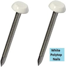 Polytop Nails - Plastic Headed Pins For Fascia & Soffit - WHITE - Choose Qty
