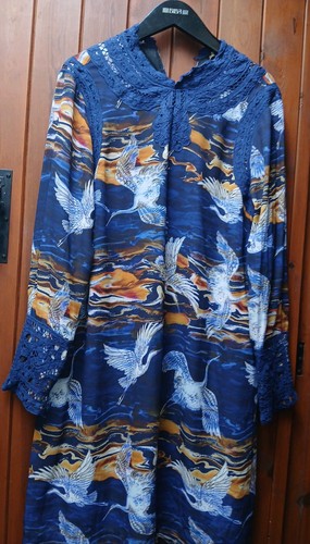 Biba blue crane bird - bird, vintage