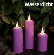 3 Purple Flickering LED Pillar