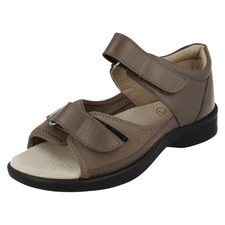 Ladies Equity Taupe Leather/Fabric Peep Toe Full Back Sandals : ELMA