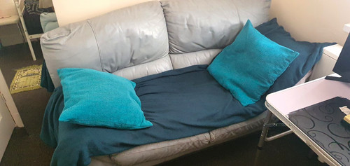 Grey leather seater sofa - 2,