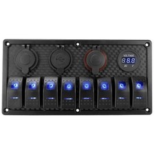 1224V 8 Gang Rocker Switch Panel Pre Wired with USB Charger for Boats Cars