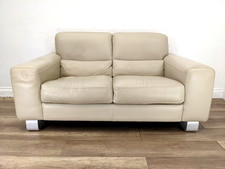 SOFA 2 Seater Digio Agrigento Cream Italian Leather Aluminium FREE DELIVERY
