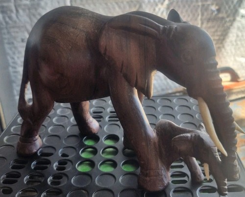 Hand carved wooden elephant - wooden,