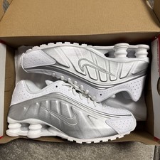 Size UK 6.5 - Nike Shox R4 TL White Silver Grey Black Trainers - RRP £135!