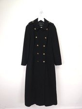 Hobbs Coat Size 12 Black Overcoat Jacket Military Style Tailored Wool Cashmere