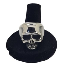 Skull Head Smooth Gothic Punk Biker Ring Polished Mens Women Stainless Steel