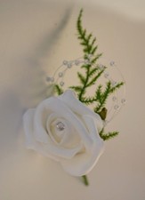 White foam rose & diamante