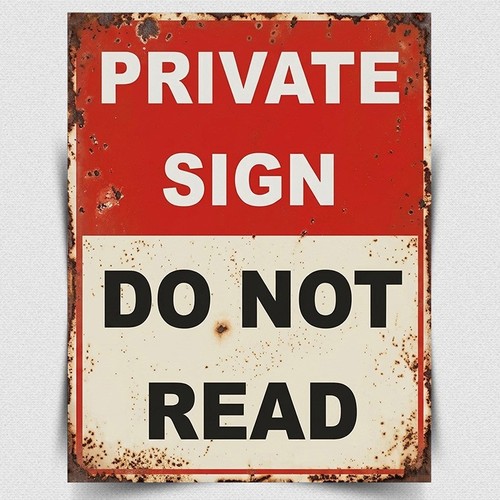 Private sign not read metal - not,